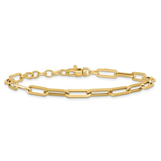 Italian 14kt Yellow Gold Alternating Round and Paper Clip Link Bracelet