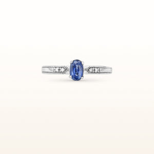 Oval Sapphire and Diamond Ring in 14kt White Gold