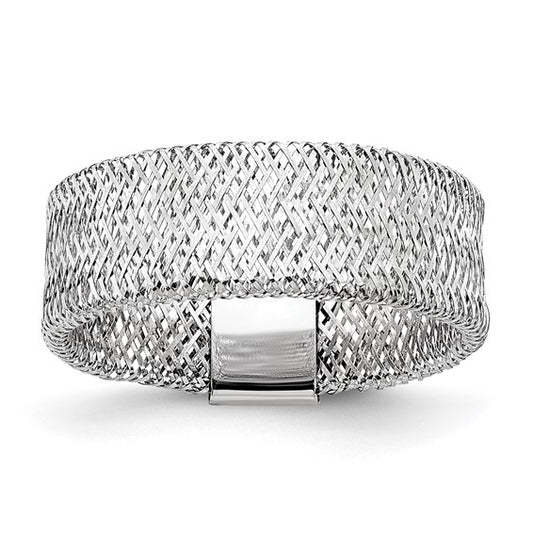White Rhodium-Plated Stretch Ring in 10K White Gold
