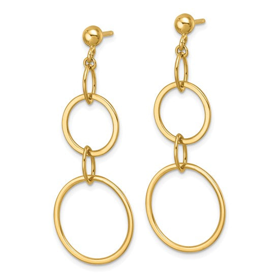 Circle Link Dangle Earrings in 14kt Yellow Gold
