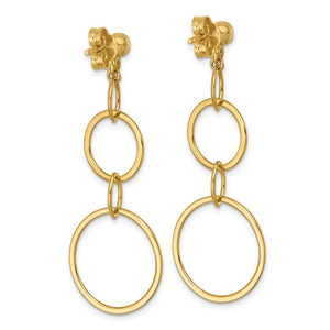 Circle Link Dangle Earrings in 14kt Yellow Gold