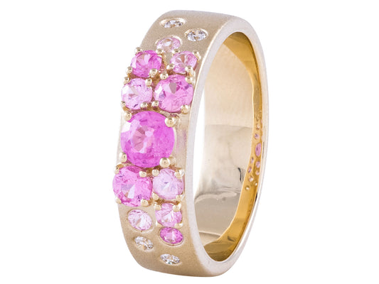 Pink Sapphire Stardust Confetti Ring 14kt Yellow Gold