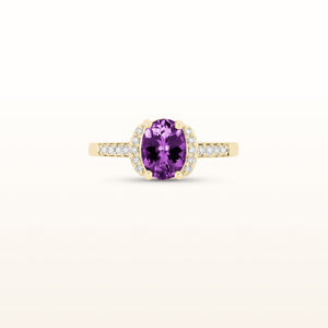 Oval Gemstone and Diamond Ring in 14kt Yellow Gold