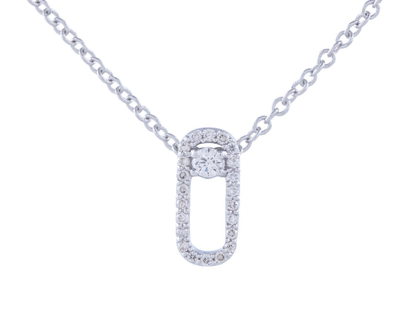 0.10 ct Diamond Accent Clip Pendant Necklace In 14kt White Gold