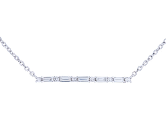 0.19 ct Baguette Diamond Bar necklace in 14 kt White Gold
