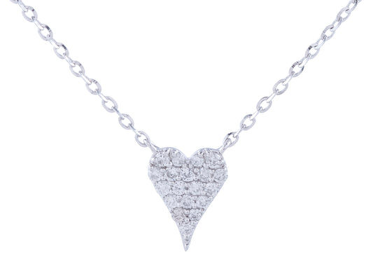 Diamond Pave Heart Necklace in 14K White Gold