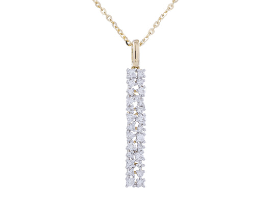 0.49 ct Diamond Double Row Vertical Bar Pendant With 16