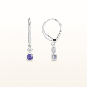 Gemstone and Diamond Drop Earrings in 14kt White Gold