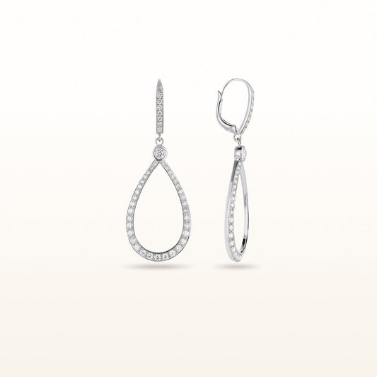 Round Diamond Teardrop Dangle Earrings