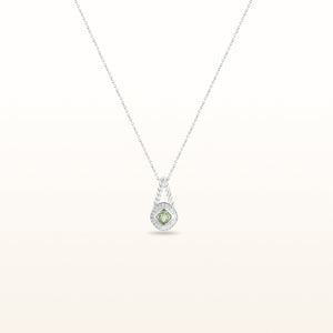 Kite-Set Cushion Cut Gemstone and Diamond Halo Rope Pendant in 925 Sterling Silver