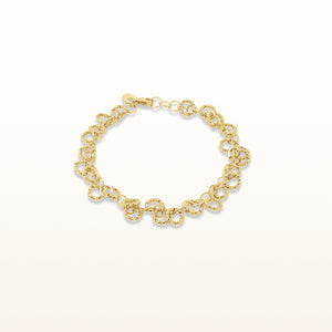 Yellow Gold Plated 925 Sterling Silver Textured Multi-Circle Bracelet