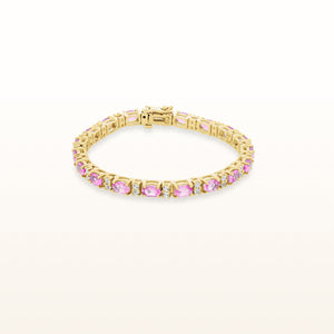 Oval Gemstone and Diamond Bracelet in 14kt Yellow Gold