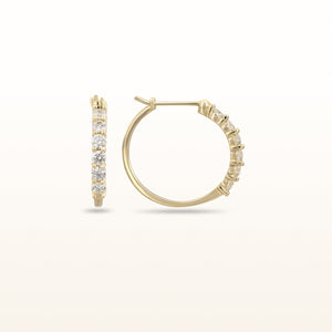 Diamond Shared Prong Hoop Earrings in 14kt Yellow Gold