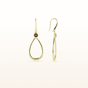 Round Diamond or Gemstone Teardrop Earrings in 14kt White, Yellow, or Rose Gold