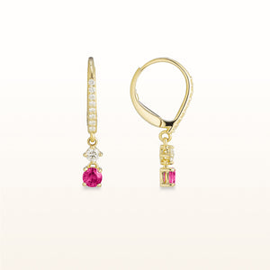 Gemstone and Diamond Drop Earrings in 14kt Yellow Gold