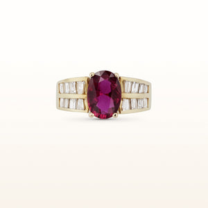 LeoDaniels Signature Oval Ruby and Channel Set Diamond Ring in 18kt Yellow Gold