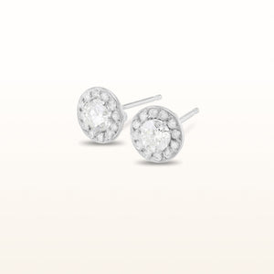 Diamond Margarita Halo Stud Earrings in 14kt White Gold