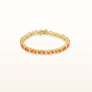 Oval Gemstone and Diamond Bracelet in 14kt Yellow Gold