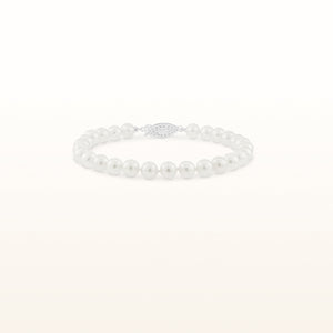 White Cultured Freshwater Pearl Bracelet with Sterling Silver Filigree Clasp