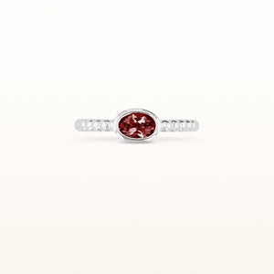 Oval Gemstone or Diamond Stackable Beaded Ring in 925 Sterling Silver