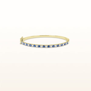Classic Hinged Diamond and Gemstone Bangle Bracelet in 14kt Yellow Gold