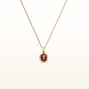 Oval Gemstone and Diamond Pendant in 14kt Yellow Gold
