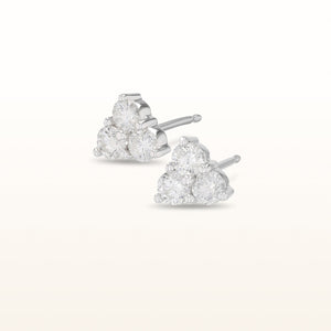 Three Stone Diamond Cluster Earrings in 14kt White Gold