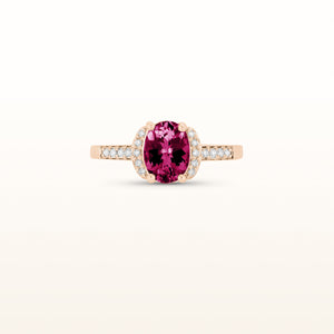 Oval Gemstone and Diamond Ring in 14k Rose Gold