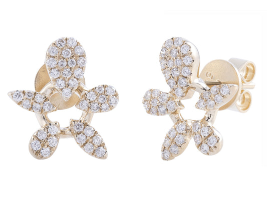 0.36 ct Diamond Pave Abstract Flower Earrings in 14kt Yellow Gold