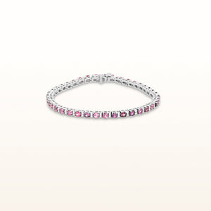 Tennis Bracelet with Gemstones and Diamonds in 14kt White Gold