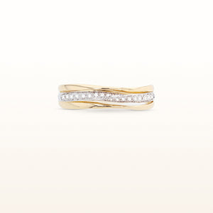 Diamond Crossover Wave Ring in 14kt Two-Tone Gold