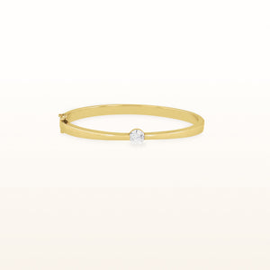 Diamond or Gemstone Solitaire Hinged Bangle Bracelet in 14kt Yellow Gold