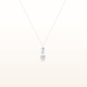 925 Sterling Silver and White Enamel 3-Square Drop Pendant