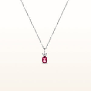 Oval Gemstone and Diamond Pendant in 14kt White Gold