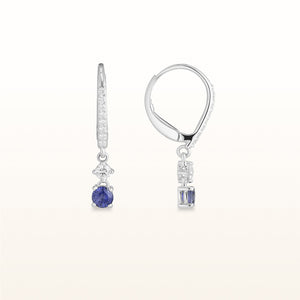 Gemstone and Diamond Drop Earrings in 14kt White Gold