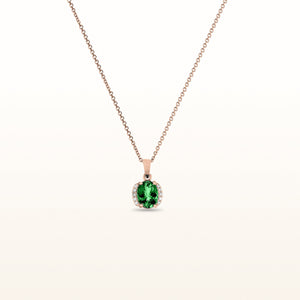Oval Gemstone and Diamond Pendant in 14kt Rose Gold