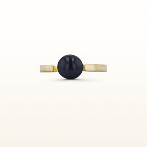 Pearl or Gemstone Bead Open Top Ring in Yellow Gold Plated 925 Sterling Silver