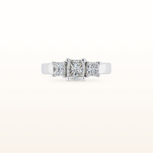 1.85 ctw Classic 3-Stone Princess Cut Diamond Engagement Ring in Platinum