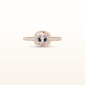 Oval Gemstone and Diamond Ring in 14k Rose Gold