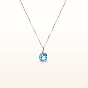 Cushion Cut Gemstone Cable Stye Pendant in 925 Sterling Silver