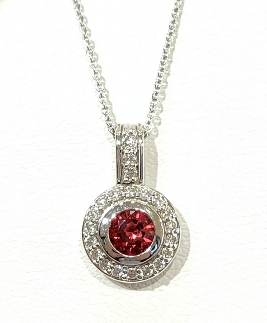 Orange Sapphire and Diamond Pendant