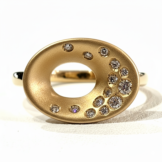 Open Oval Diamond Ring in 14K Yellow Gold