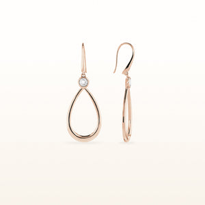14kt Rose Gold Teardrop Earrings with Round Diamonds or Gemstones