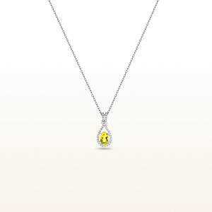 Oval Gemstone and White Sapphire Teardrop Pendant in 14kt White Gold