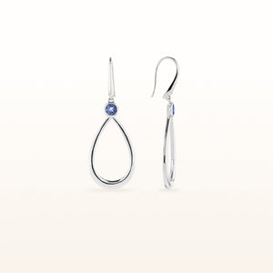 925 Sterling Silver Teardrop Earrings with Round Diamonds or Gemstones