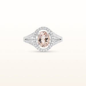 Oval Gemstone and Diamond Halo Ring