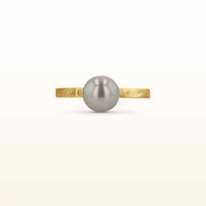 Pearl or Gemstone Bead Point Ring in Yellow Gold Plated 925 Sterling Silver