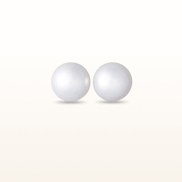 White Akoya Pearl Studs in 14K Gold