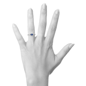 Oval Blue Sapphire and Diamond Ring in 14k White Gold