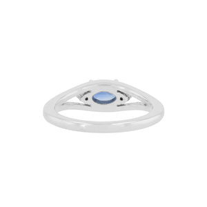 Oval Blue Sapphire and Diamond Ring in 14k White Gold